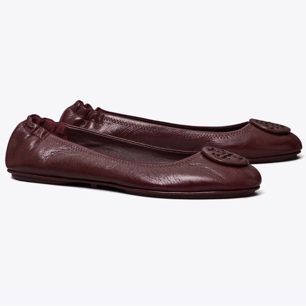 Tory Burch Burgundy Leather Reva Ballet Flats size 10